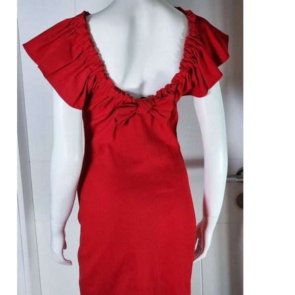 Lanvin Linen Ruffled Off Shoulder Dress.size 36. - Picture 5 of 13